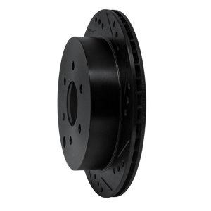 Nissan Frontier Brake Rotor (1) - Rear Right - R1 Concepts - Drilled & Slotted - Black - `05-`25